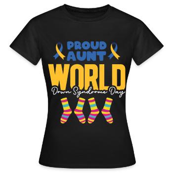 Proud Aunt World Down-Syndrom-Tag Sockendesign - Frauen T-Shirt - Schwarz - Vorne - AI Model Female 172 dark (172cm)