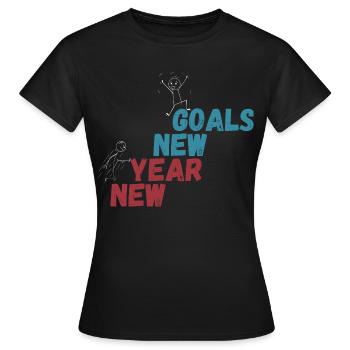 Funny New Year New Goals Motivation Resolution Gif - Women's T-Shirt - black - Front - AI Model Female 172 dark (172cm)