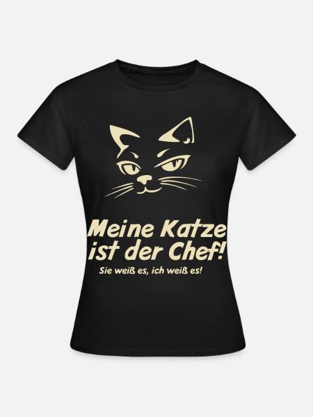 Meine Katze ist der Chef - Frauen T-Shirt - Schwarz