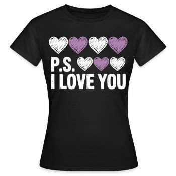 PS : La fête de Je t’aime, la Saint-Valentin du cœur pourpre - T-shirt Femme - noir - Devant - AI Model Female 172 dark (172cm)