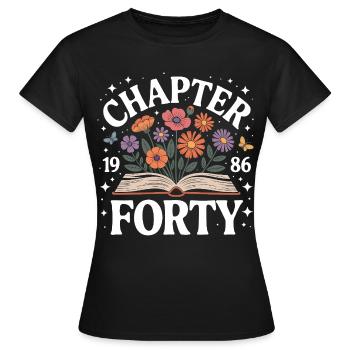 1986 Kapitel 40 Geburtstag Wildblumen Deko - Frauen T-Shirt - Schwarz - Vorne - AI Model Female 172 dark (172cm)