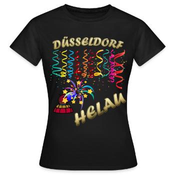 Confettis festifs Helau de Düsseldorf - T-shirt Femme - noir - Devant - AI Model Female 172 dark (172cm)