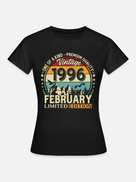 30. Geburtstag Februar 1996 Vintage Jahrgang - Frauen T-Shirt - Schwarz