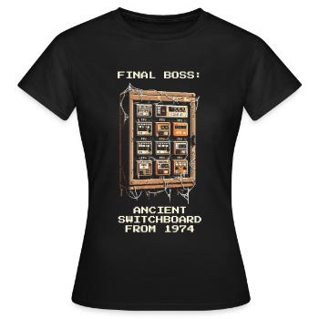 Armoire de contrôle Endboss 1974 | Rétro Électriques - T-shirt Femme - noir - Devant - AI Model Female 172 dark (172cm)