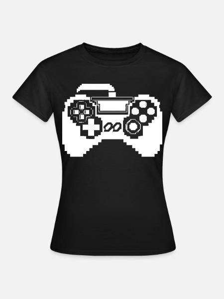 Game Controller Pixel Grafik - Frauen T-Shirt - Schwarz