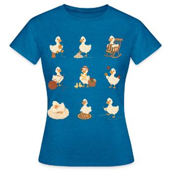 Lustige Häkelenten, Häkelliebhaber, Garnliebhaber - Frauen T-Shirt - Antikblaues Saphir meliert - Vorne - AI Model Female 172 dark (172cm)