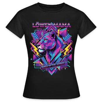 Lion Mom Queen of the Jungle Retro 80s Vaporwav - Women's T-Shirt - black - Front - AI Model Female 172 dark (172cm)