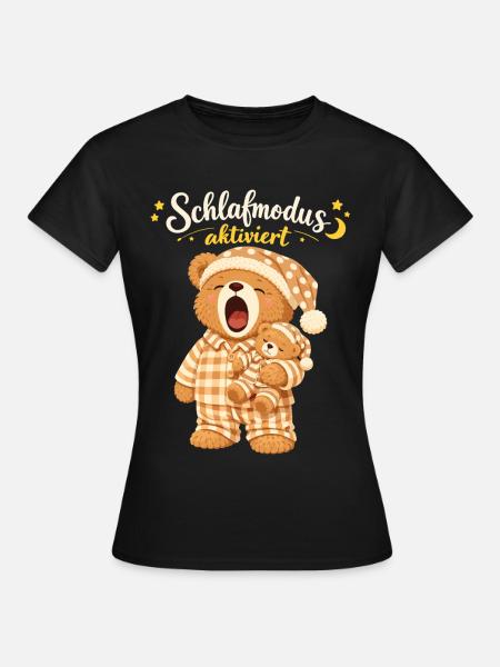 Sleep Shirt Sleeping Pajamas Teddy Bear Sleep Mode - Women's T-Shirt - black