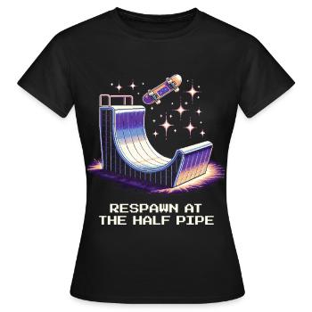Réapparition au Halfpipe | Skateboard - T-shirt Femme - noir - Devant - AI Model Female 172 dark (172cm)