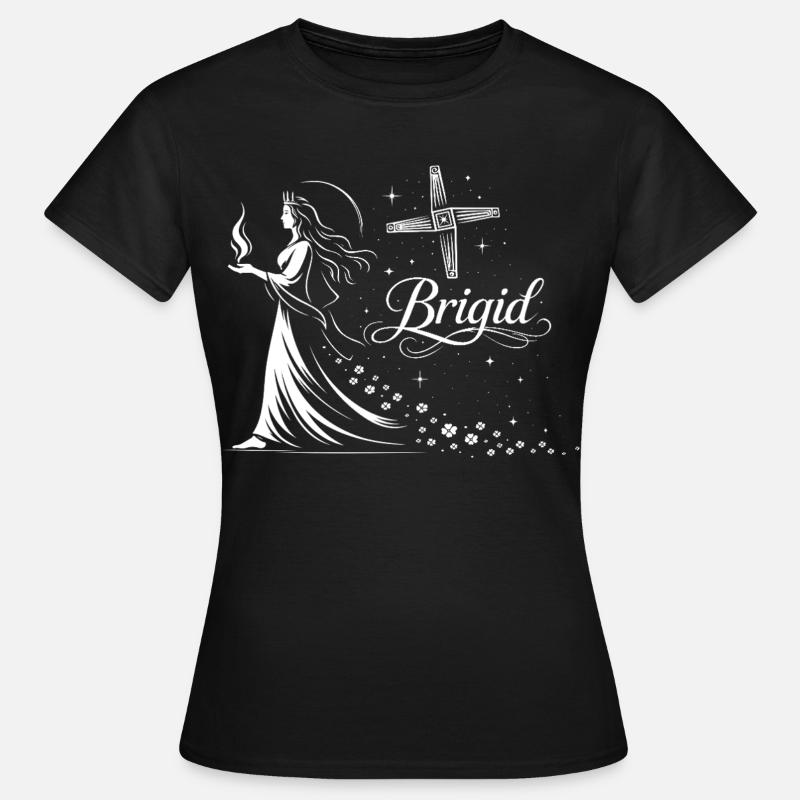 Imbolc Celtic Goddess Brigid with Flame - Women's T-Shirt - black