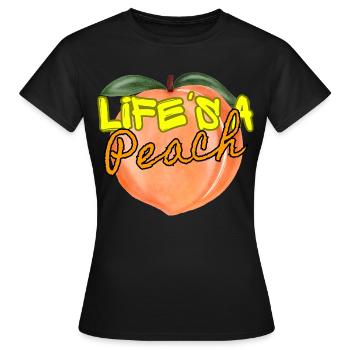 Funny Life Is A Peach Fruit Pun Summer girls Gift - Women's T-Shirt - black - Front - AI Model Female 172 dark (172cm)