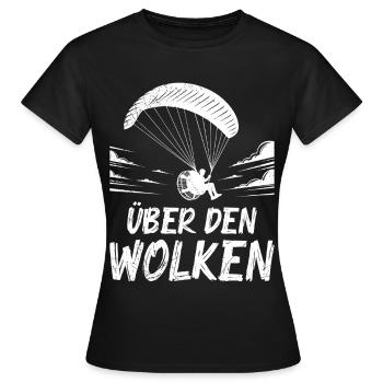 Parapente AU-DESSUS DES NUAGES Amusant - T-shirt Femme - noir - Devant - AI Model Female 172 dark (172cm)