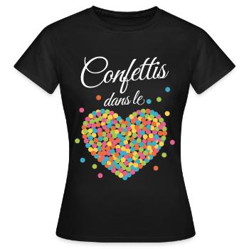 Festliches Konfettiherz - Frauen T-Shirt - Schwarz - Vorne - AI Model Female 172 dark (172cm)