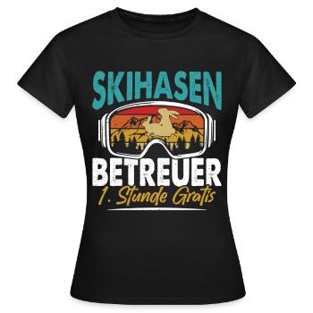 Skifahren SKIHASEN BETREUER 1. STUNDE GRATIS - Frauen T-Shirt - Schwarz - Vorne - AI Model Female 172 dark (172cm)
