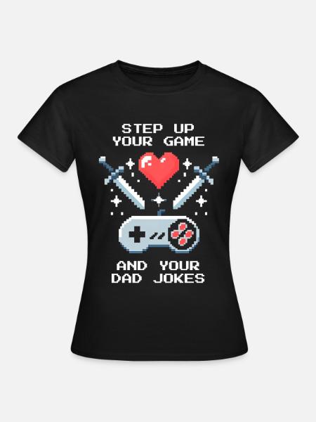 Level up & Papa-Witze | Bonuspapa Patchwork - Dame-T-shirt - sort