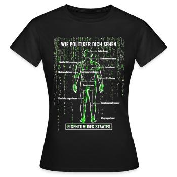 Systemfehler Steuerzahler - Matrix Zerlegeplan  - Frauen T-Shirt - Schwarz - Vorne - AI Model Female 172 dark (172cm)