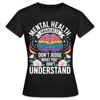 Mental Health Rainbow Brain - T-shirt Femme - noir - Devant - AI Model Female 172 dark (172cm)