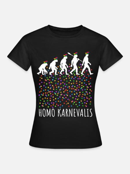 Homo Karnevalis | Evolution der Narren, Fastnacht - Frauen T-Shirt - Schwarz