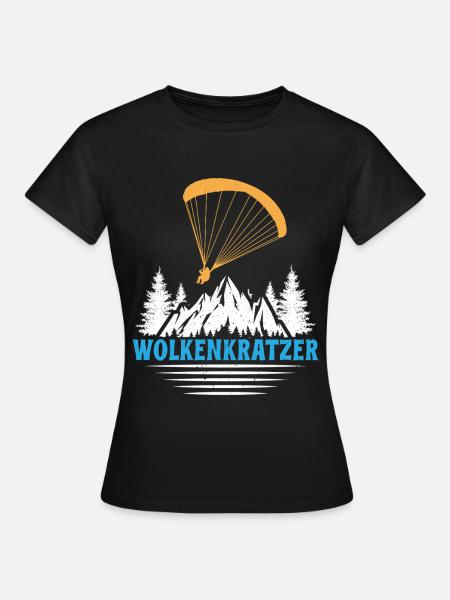 Paraglider WOLKENKRATZER LUSTIG - Frauen T-Shirt - Schwarz