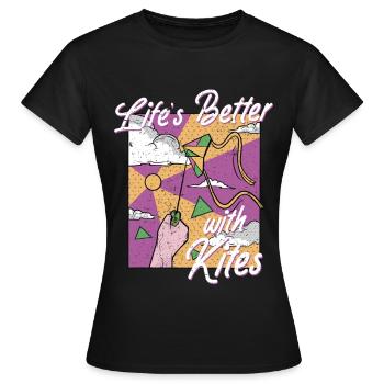 Kites Kite Flying Life's Better With Kites - Women's T-Shirt - black - Front - AI Model Female 172 dark (172cm)