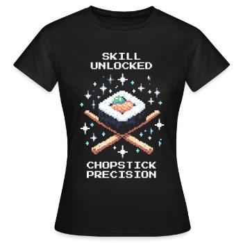 Skill Unlocked | Chopsticks Precision - Women's T-Shirt - black - Front - AI Model Female 172 dark (172cm)