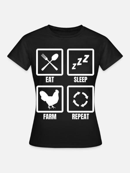 Eat Sleep Farm Repeat - Frauen T-Shirt - Schwarz
