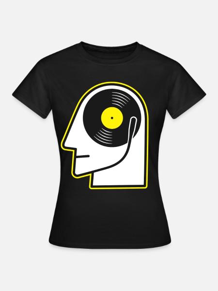 Vinyl-Kopfporträt - Frauen T-Shirt - Schwarz