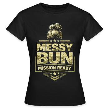 Mission de chignon en désordre Soldat Femme Soldat - T-shirt Femme - noir - Devant - AI Model Female 172 dark (172cm)
