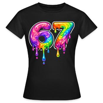 67 Six Meme Seven Alpha Slang - T-shirt Femme - noir - Devant - AI Model Female 172 dark (172cm)