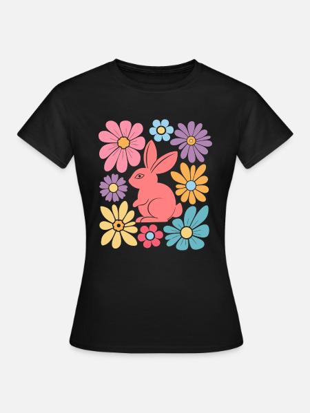 Happy Easter Bunny Boho - Frauen T-Shirt - Schwarz