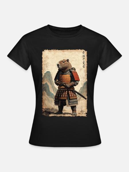 Samurai, Capybara, Japanische Kunst, Anime - Frauen T-Shirt - Schwarz