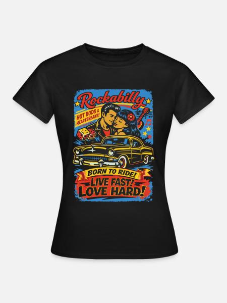 Rockabilly Auto-Liebe Druck - Frauen T-Shirt - Schwarz
