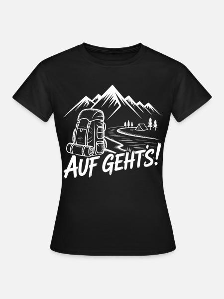 Auf Geht's Bergabenteuer Zeltabenteuer - Frauen T-Shirt - Schwarz