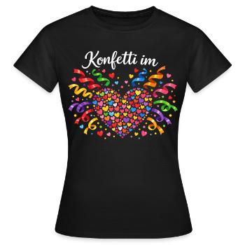 Confettis en cœur, costume féminin Alaaf - T-shirt Femme - noir - Devant - AI Model Female 172 dark (172cm)