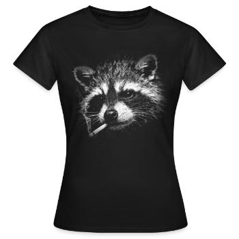 Smoking, cigarette, raccoon smoking a cigarette - Women's T-Shirt - black - Front - AI Model Female 172 dark (172cm)