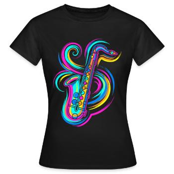 Saxophon - Frauen T-Shirt - Schwarz - Vorne - AI Model Female 172 dark (172cm)