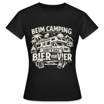 Camping | Bier vor Vier - Frauen T-Shirt - Schwarz - Vorne - AI Model Female 172 dark (172cm)