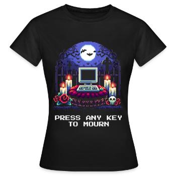 Any Key to Mourn | Undertaker humor - Women's T-Shirt - black - Front - AI Model Female 172 dark (172cm)