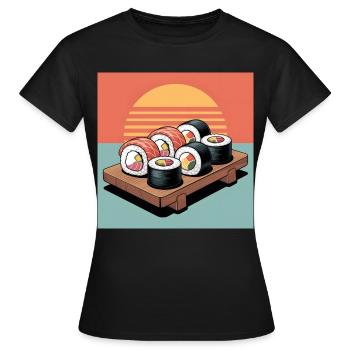 Sushi - Frauen T-Shirt - Schwarz - Vorne - AI Model Female 172 dark (172cm)