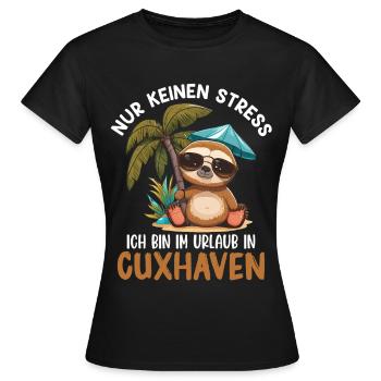 Vacances en mer du Nord PAS DE STRESS JE SUIS EN VACANCES À - T-shirt Femme - noir - Devant - AI Model Female 172 dark (172cm)