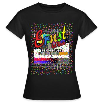 Ernst has a break from broadcasting today | Test Picture Costume - Women's T-Shirt - black - Front - AI Model Female 172 dark (172cm)