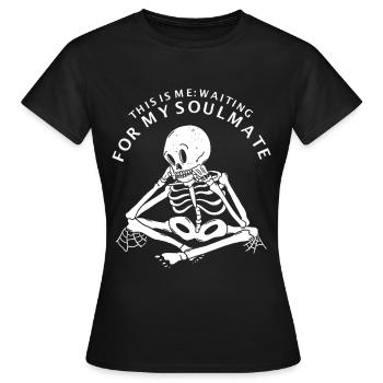 C’est moi qui attends mon âme sœur - T-shirt Femme - noir - Devant - AI Model Female 172 dark (172cm)