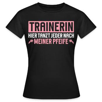 Entraîneur : Tout le monde danse au rythme de mon air ici - T-shirt Femme - noir - Devant - AI Model Female 172 dark (172cm)