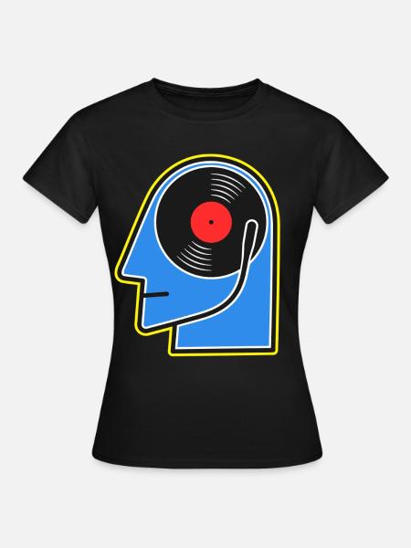 Blue Vinyl Album DJ Head - Frauen T-Shirt - Schwarz