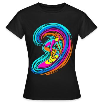 Surfer Welle - Frauen T-Shirt - Schwarz - Vorne - AI Model Female 172 dark (172cm)