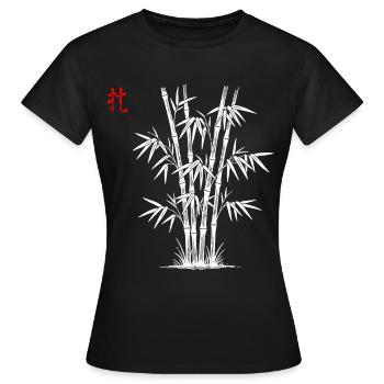Bamboo Asian - T-shirt Femme - noir - Devant - AI Model Female 172 dark (172cm)