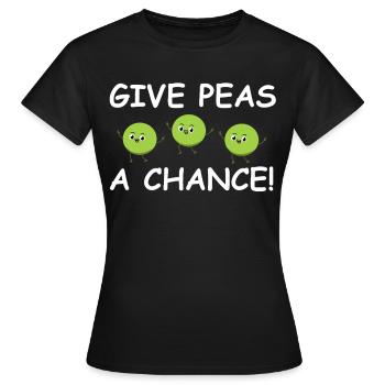 Gib Erbsen Eine Chance – Fröhliche Erbsen - Frauen T-Shirt - Schwarz - Vorne - AI Model Female 172 dark (172cm)