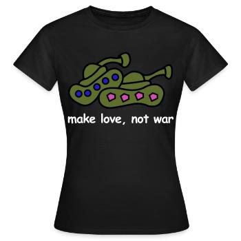 Faire l’amour, pas la guerre | Paix, Cartoon - T-shirt Femme - noir - Devant - AI Model Female 172 dark (172cm)