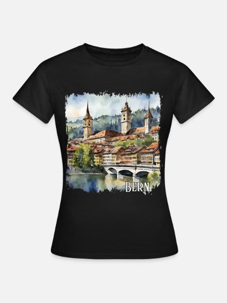 Bern Aquareell, Bern Schweiz - Frauen T-Shirt - Schwarz