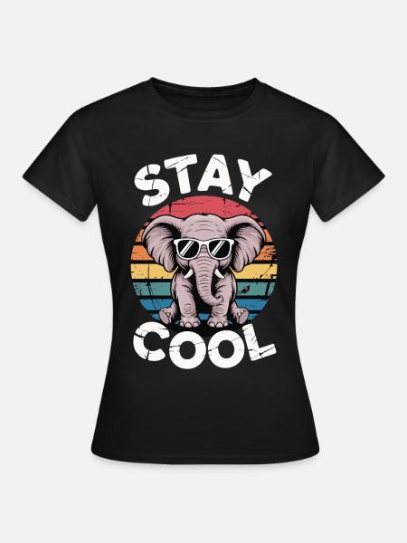 Stay Cool Elefant - Kinder Retro - Frauen T-Shirt - Schwarz
